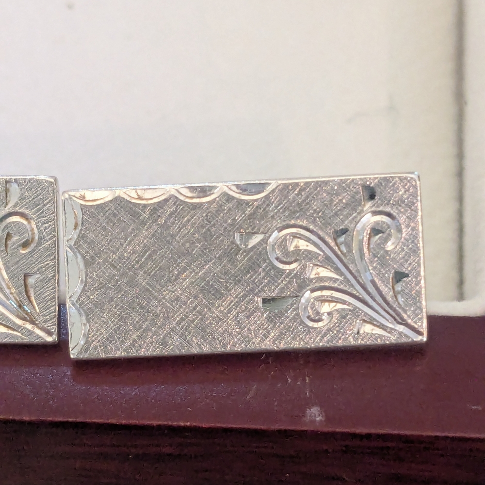 Sterling Silver Vintage Rectangular Cufflinks Wit… - image 6